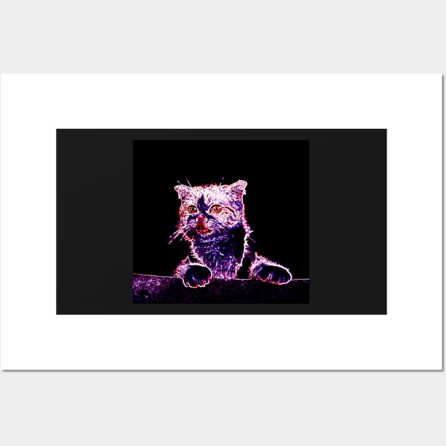 Curious Cat Neon Styled Wall Art by Mihadom